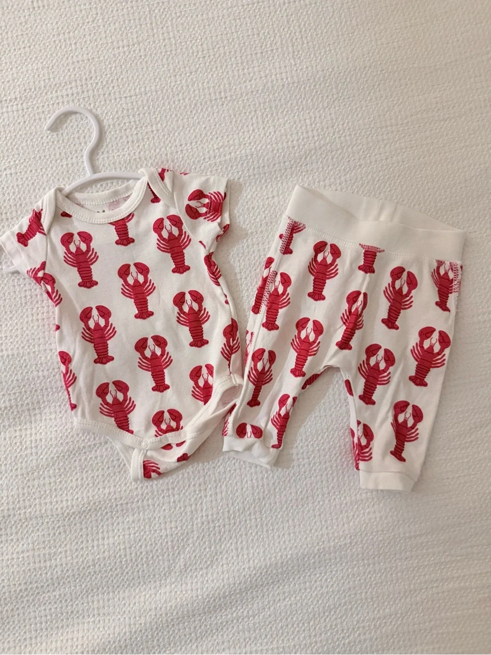 White and Red Lobster Two-Piece Baby Pajama Set